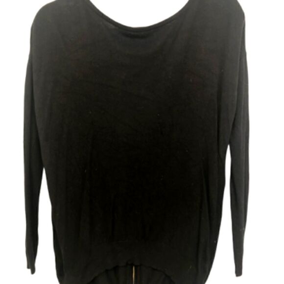 Vertical Design Black Sweater with Exposed Zipper in Back. Size S. - Picture 1 of 5